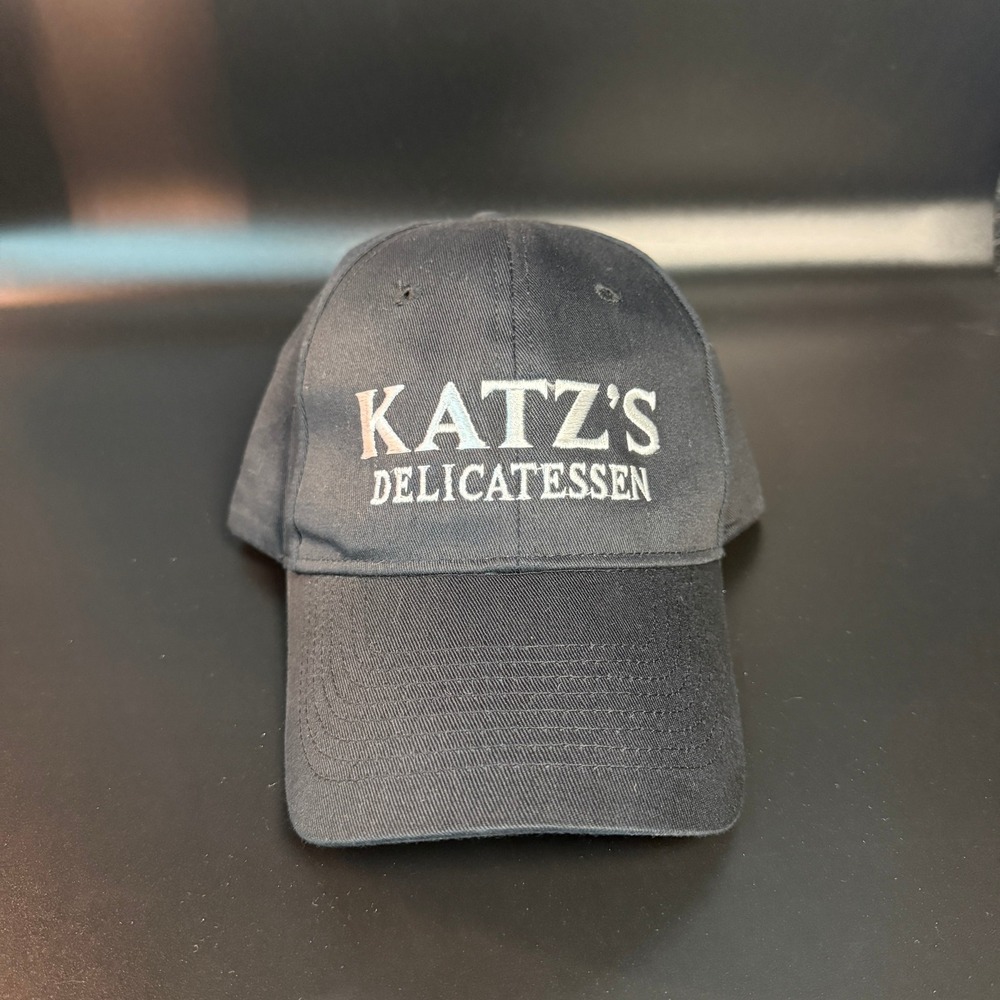 Katz's Delicatessen KC Caps Black Cotton‎ Adjustable Leather Strap Hat OSFM Mens